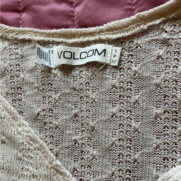 VOLCOM Women’s Lightweight Knit Open Long Sleeve Cardigan Beige / Cream size SP - Picture 2 of 5